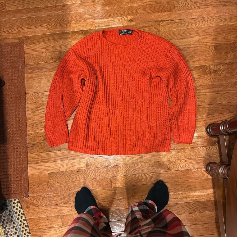 American Eagle Outfitters Vibrant Orange Crewneck Sweater